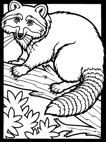 Northern Raccoon Coloring Page